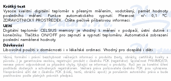 CELSIUS memory teploměr digitální