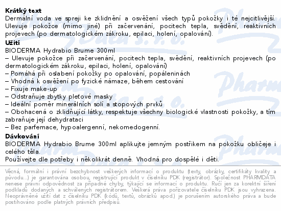 BIODERMA Hydrabio Brume 300 ml