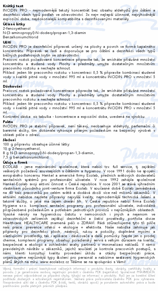 Incidin Pro dezinfekce ploch a povrchů 2L