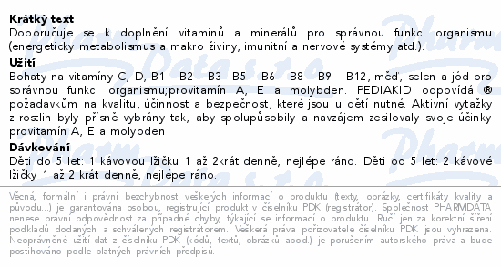 PEDIAKID 22 Vitamínů & Minerálů 125ml