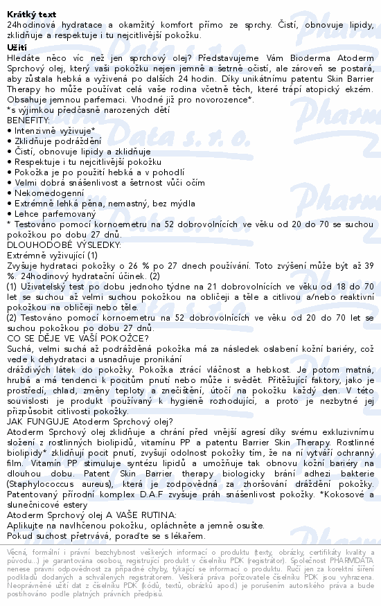 BIODERMA Atoderm Sprchový olej 1L