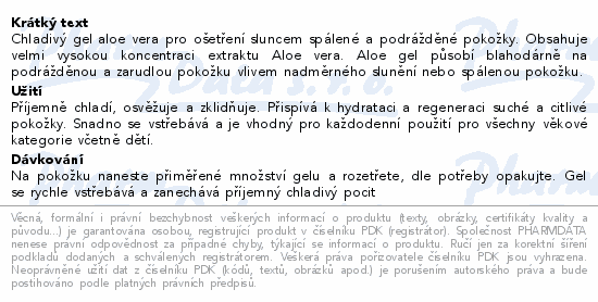 VIVAPHARM Aloe Vera 97% chladivý gel po opal.500ml