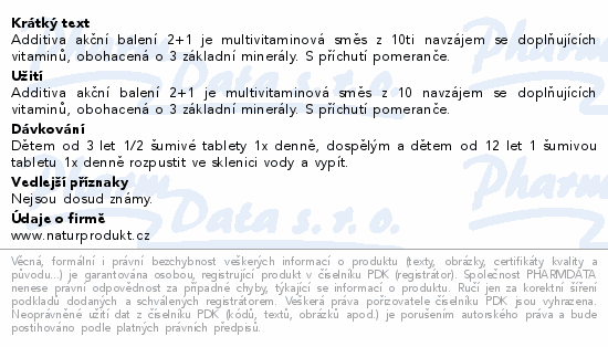 Additiva Multivitamin+mineral Pomera.šum.tbl.3x20