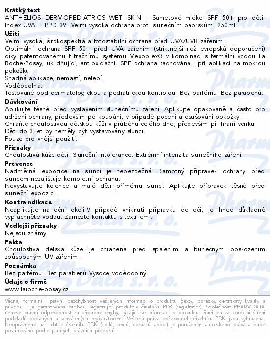 LA ROCHE-POSAY ANTHELIOS Mléko děti SPF50+ 250ml