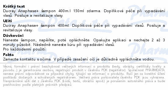 DUCRAY Anaphase+ šampon-vypadávání vlasů 400ml