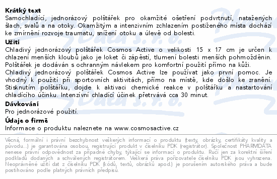 Cosmos Active - Chladivý polstářek jednoráz. malý