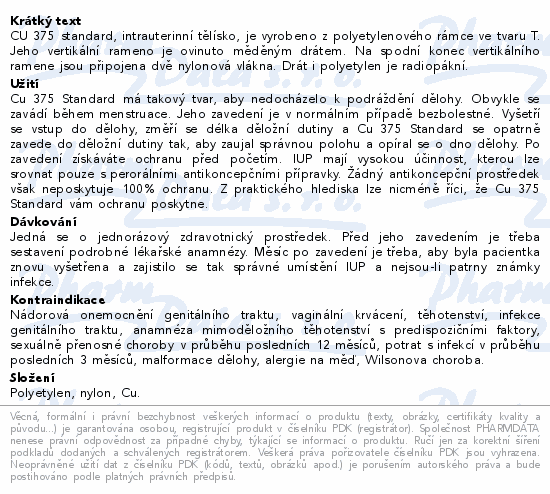 Nitroděložní tělísko Cu 375 Standard