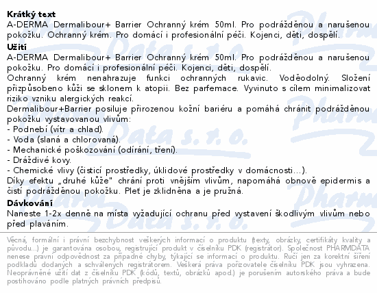 A-DERMA Dermalibour+ Barrier Ochranný krém 50ml