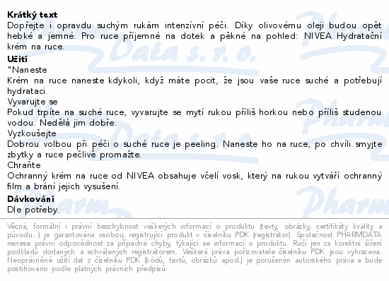 NIVEA krém ruce Moisture Care 75ml 84605