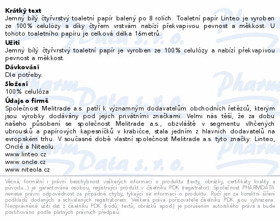 Linteo Toaletní papír  4vrstvý Bílý 8rolí