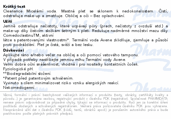 AVENE Cleanance Micelární voda 400ml