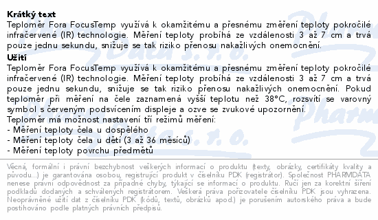 FORA Bezkontaktní teploměr FocusTemp IR42a