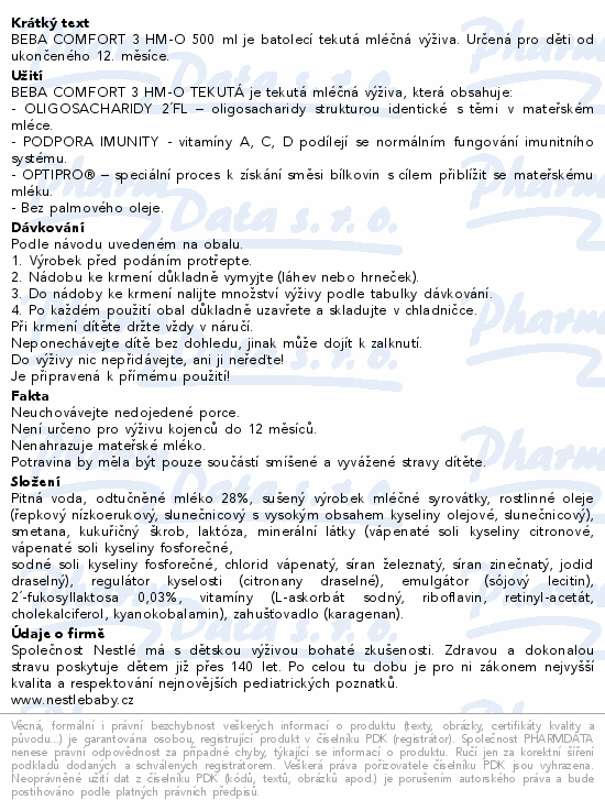 BEBA COMFORT 3 HM-O liquid 500ml