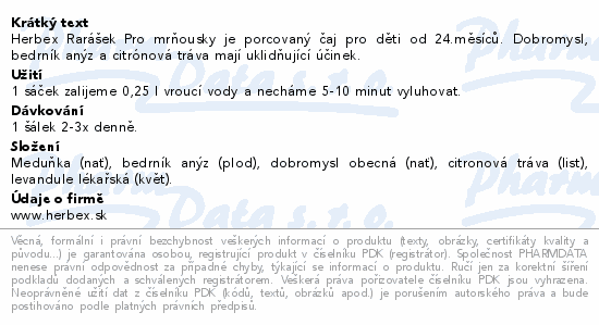 HERBEX Rarašek pro mrňousky od 24.m. n.s.20x1.5g