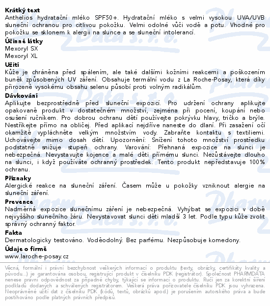 LA ROCHE-POSAY ANTHELIOS opalo.mléko SPF50+ 250ml