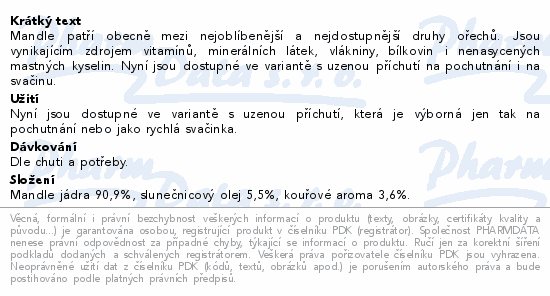 Allnature Mandle uzené 100g