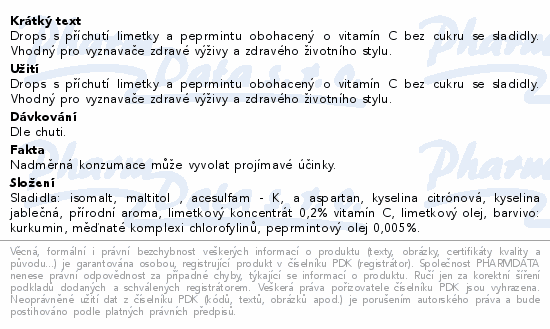 Vivil Limetka-peprmint+vit.C bez cukru 60g