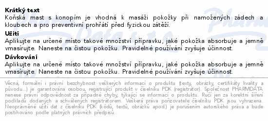 Koňská mast s konopím hřejivá Roll on 90ml