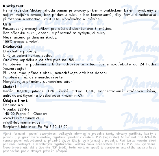 Hami Mickey jahoda a banán kapsička 110g 6m+