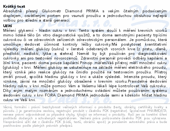 FORA Glukometr Diamond PRIMA bílý