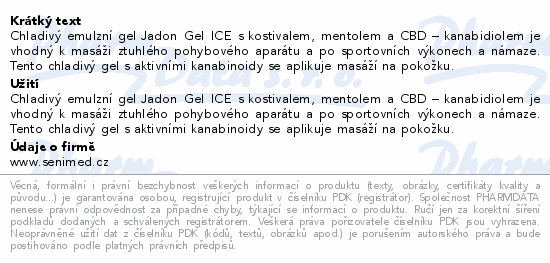 Jadon GEL ICE chladivý gel s kostivalem a CBD 100g