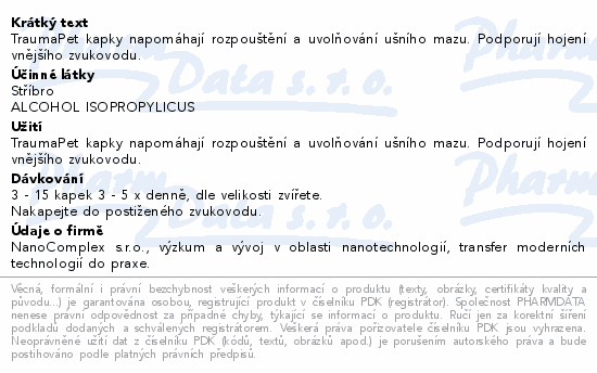 TraumaPet kapky do uší s Ag 50ml