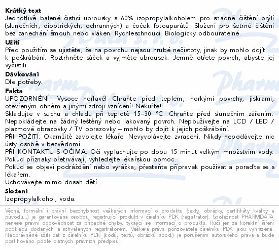 LIVSANE Čisticí ubrousky na brýle a čočky 50ks