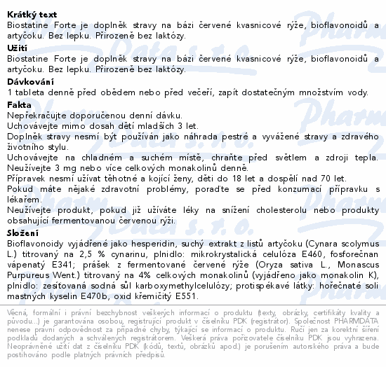 Biostatine Forte tbl.30 Pharmalife