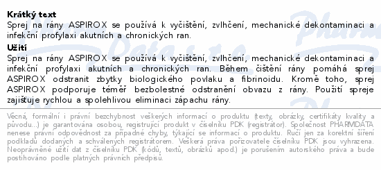 Aspirox sprej na rány 500ml
