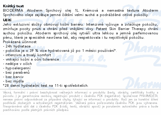 BIODERMA Atoderm Sprchový olej 1L