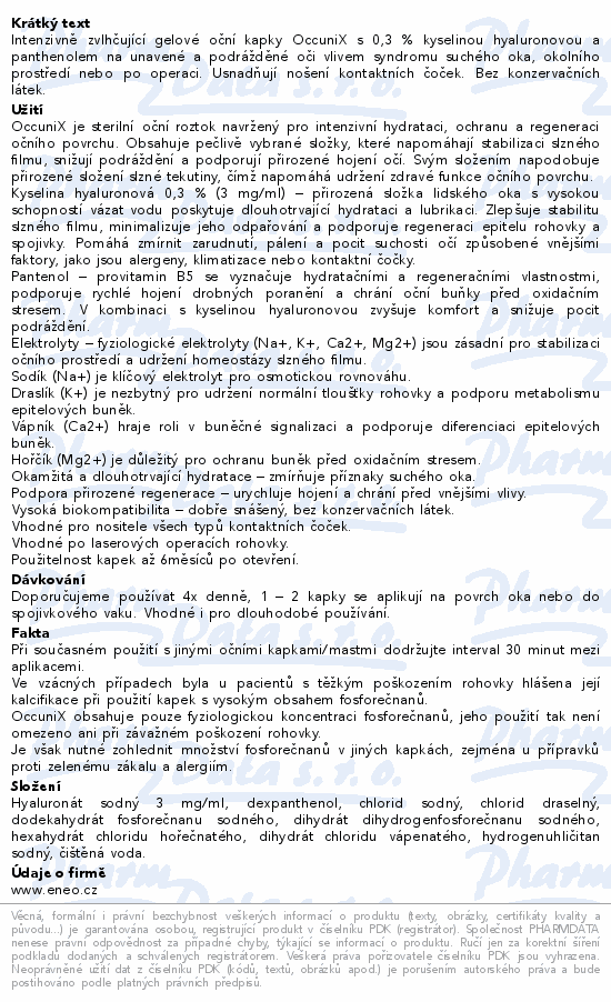 OccuniX oční kapky gelové 10ml ENEO