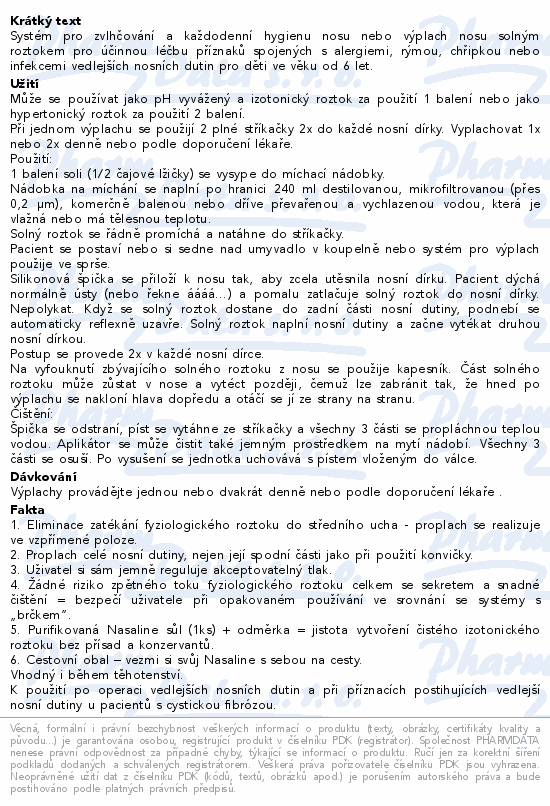 Nasaline Systém na výplach nosu 10ks