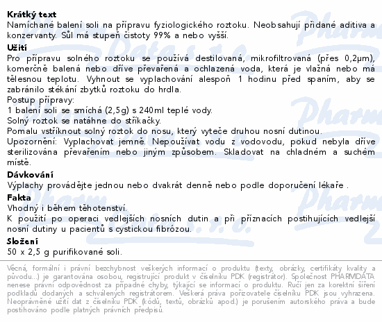 Nasaline Sůl pro přípravu fyziolog.roztoku 50ks