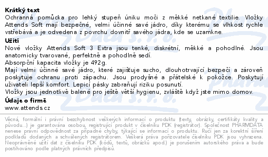 Vložky absorpční Attends Soft 3 Extra 30ks