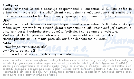Panthenol Galenika Dexpanthenol 5% Mask 50ml