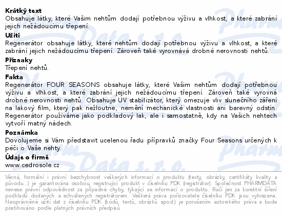 Four Seasons regenerátor nehtů 14ml