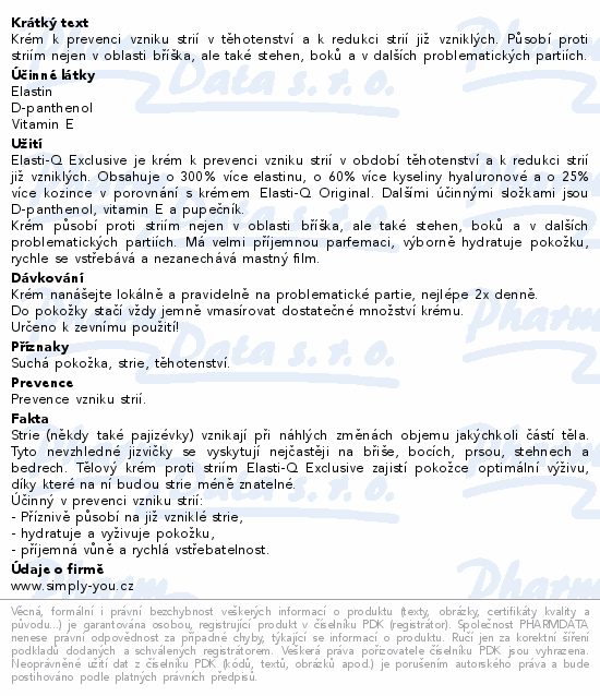Elasti-Q Exclusive tělový krém proti striím 150ml