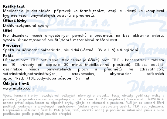 Medicarine dezinfekční přípravek tbl.300