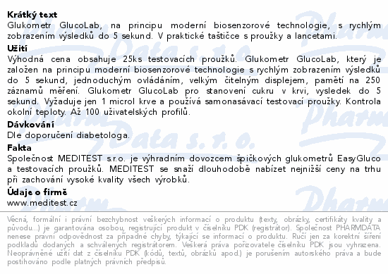 GlucoLab glukometr+25ks proužků+25ks lancet