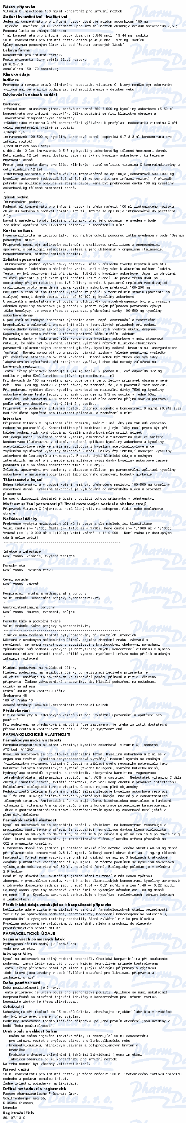 Vitamin C Injektopas 150mg/ml inf.cnc.sol.50ml