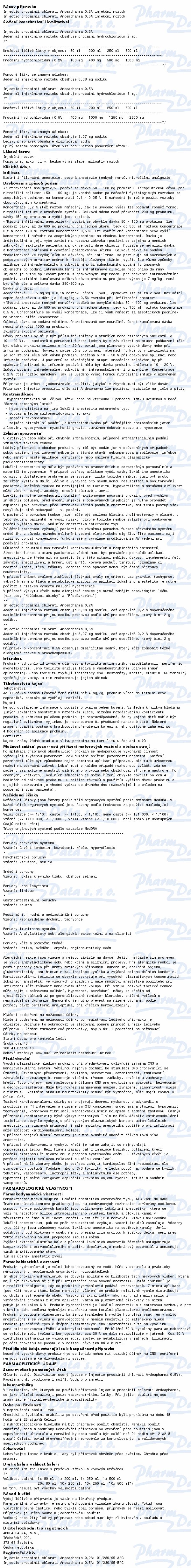 Inj.procainii chlorati Ardea 0.2% inj.sol.10x200ml