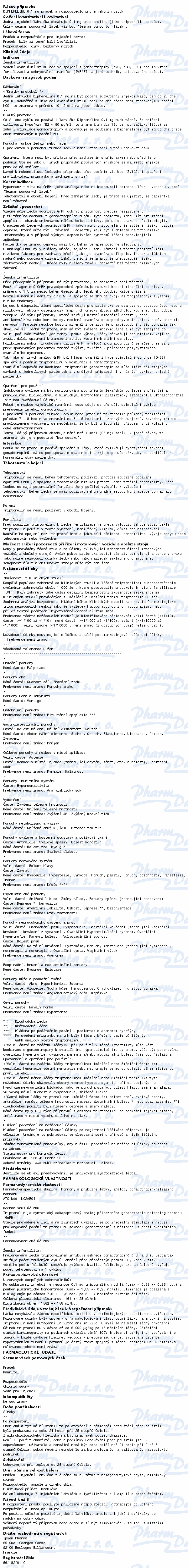 Diphereline 0.1mg inj.pso.lqf.7+7x1ml