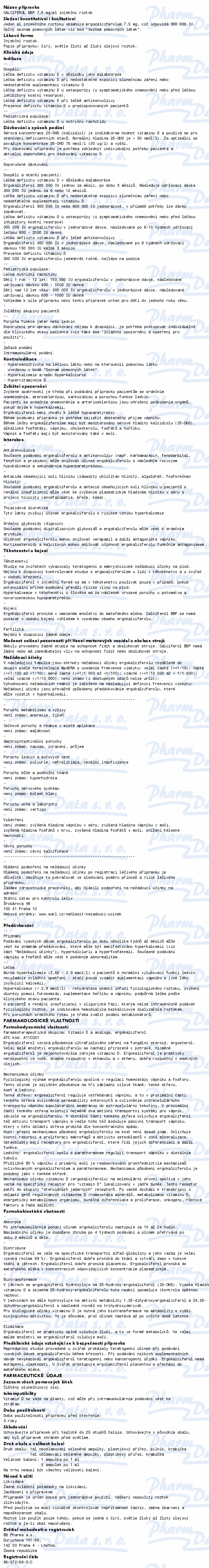 Calciferol BBP 7.5mg/ml inj.sol.5x1ml