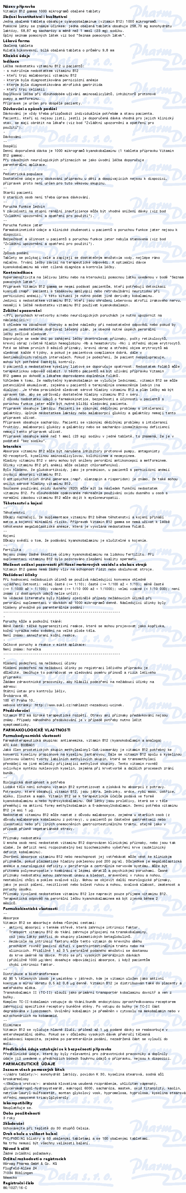 Vitamin B12 gamma 1000mcg tbl.obd.50