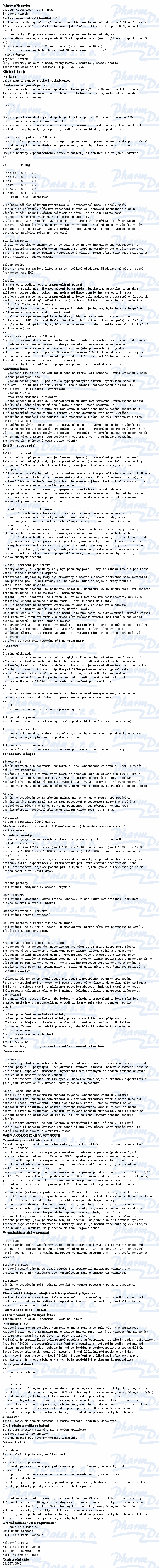 Calcium Gluconicum B.Braun 10% inj.sol.20x10ml
