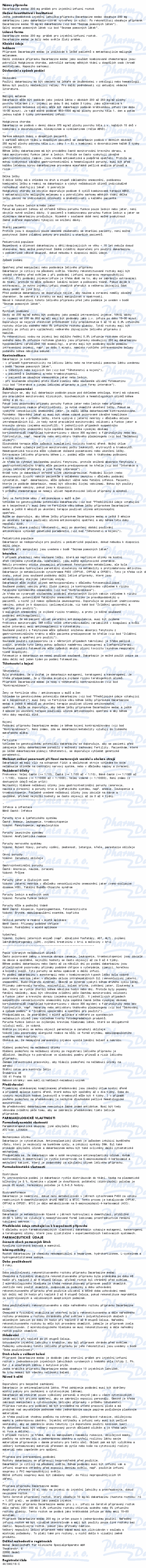 Dacarbazine Medac 200 ivn.inj+inf.plv.sol.10x200mg