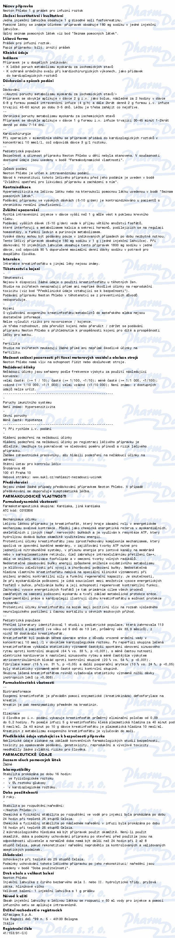 Neoton Phlebo 1g inf.plv.sol.1
