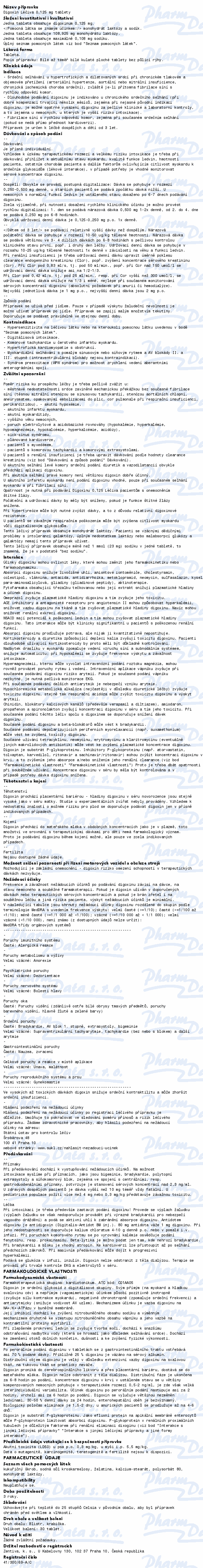 Digoxin 0.125 Léčiva tbl.30x0.125mg